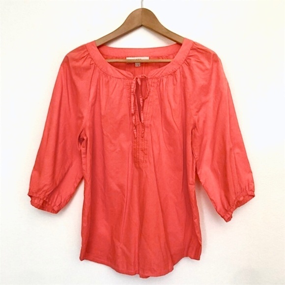 Loft Coral Split Neck Tunic - Picture 1 of 10